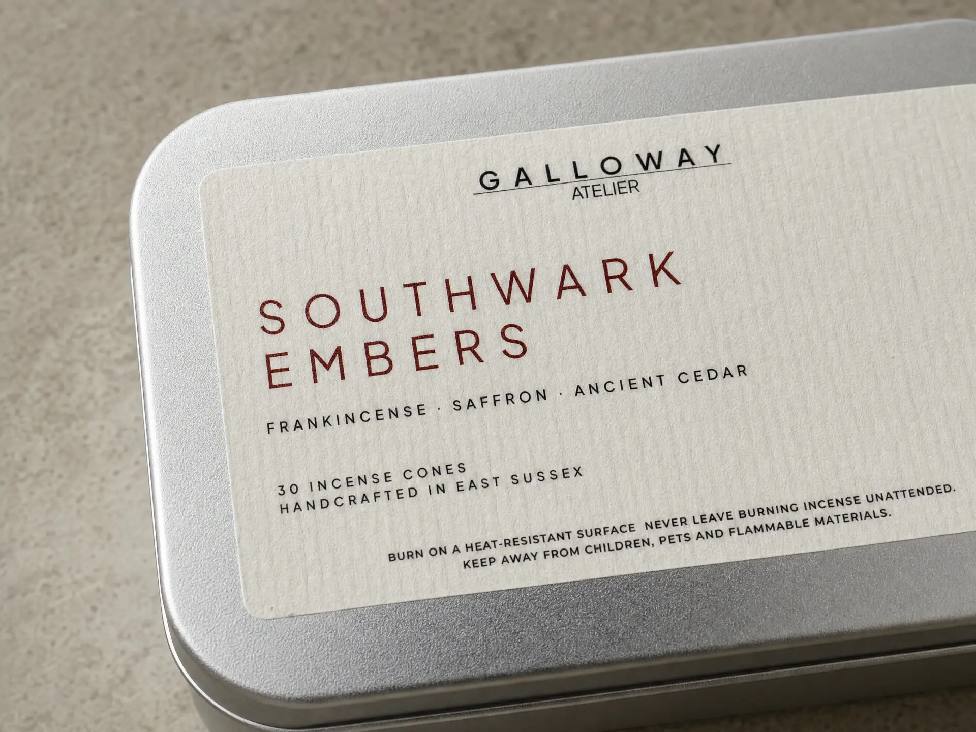 Southwark Embers incense cones tin