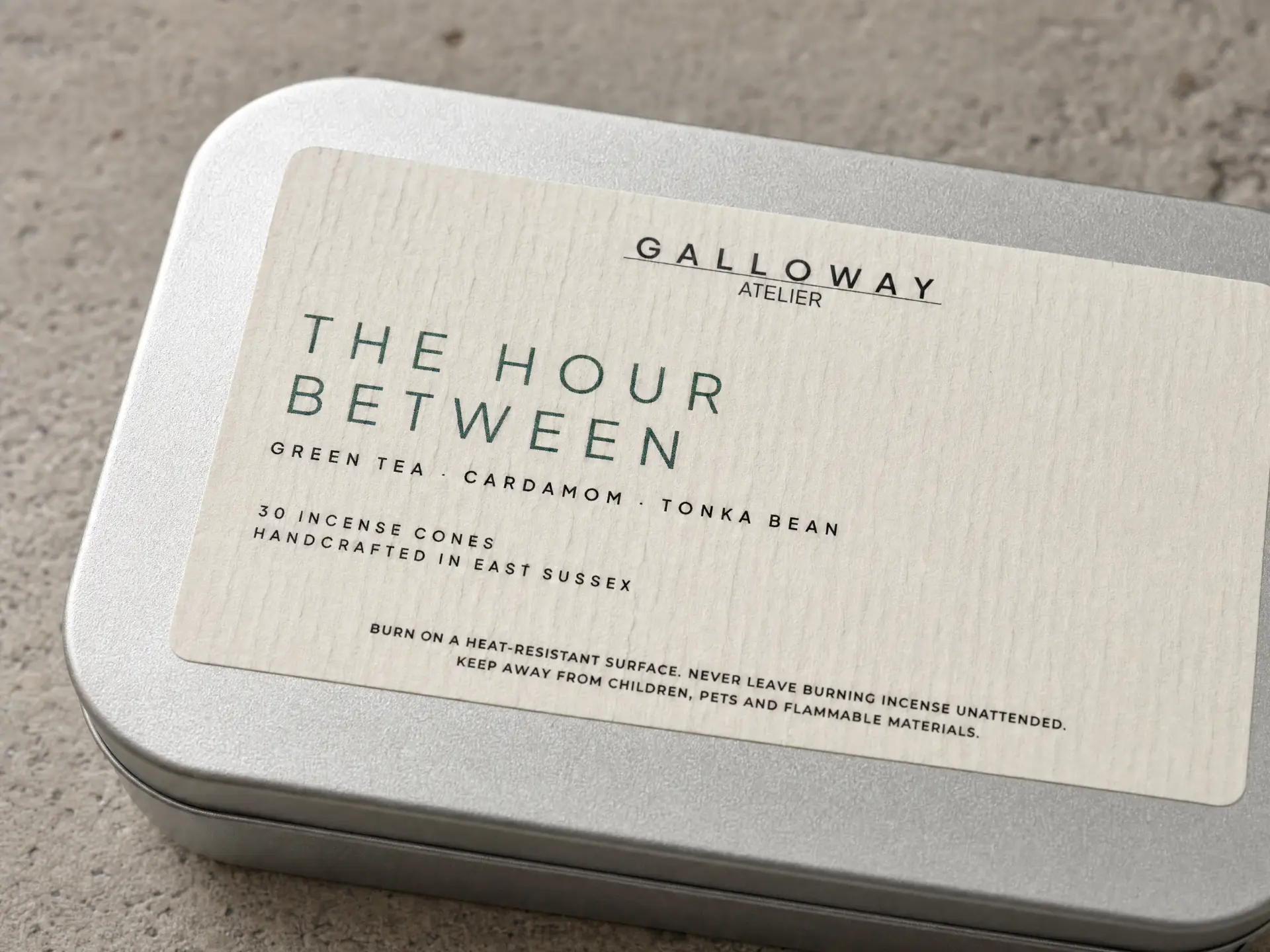 The Hour Between incense cones tin